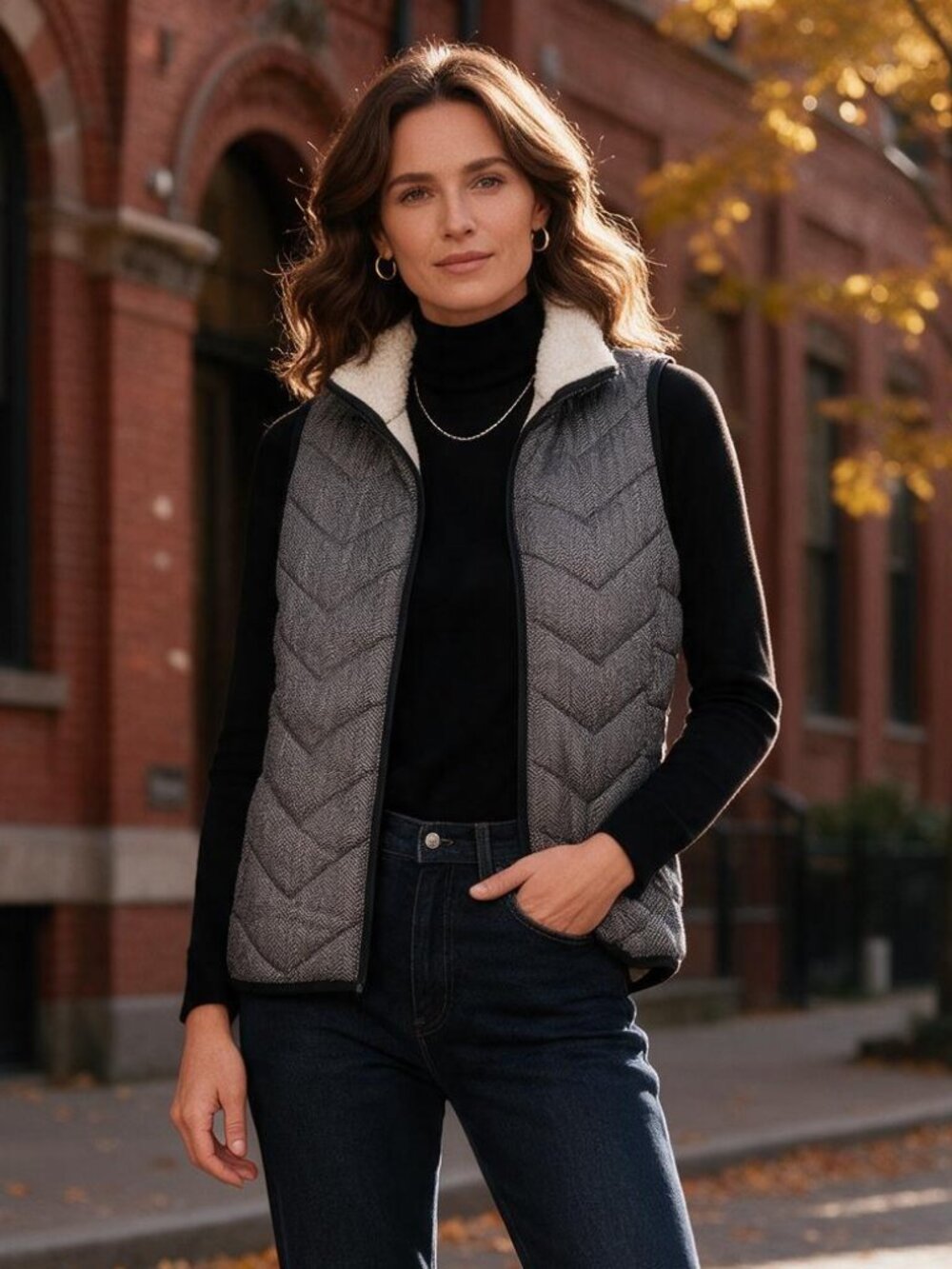 SO Authentic American Heritage Black White Full Zip Puffer Vest Size S